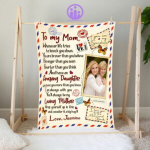 To My Mom Whenever Life Tries To Knock You Down You Are Braver Than You Believe, Loving Mother Personalized Blanket, Best Gift For Mother